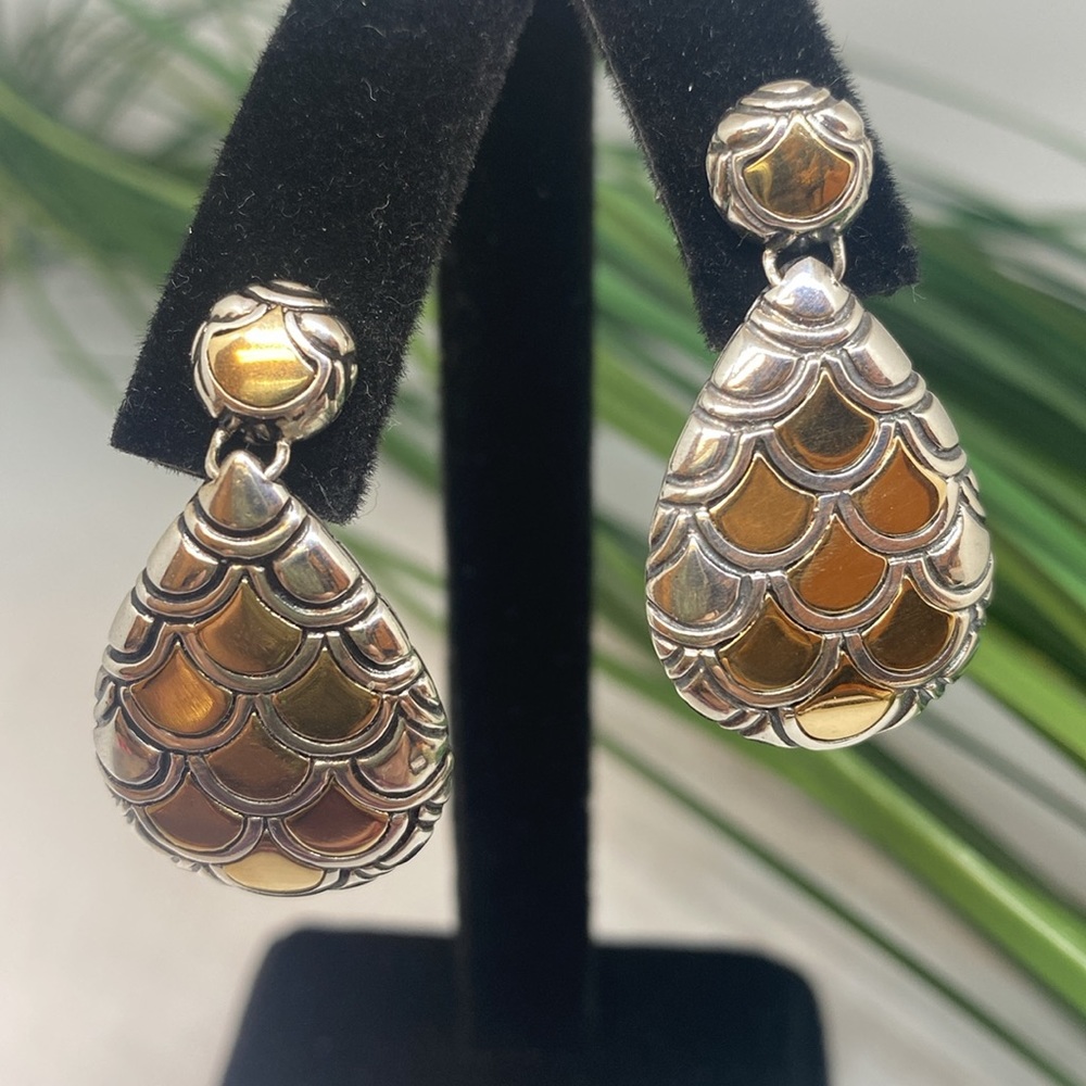 JOHN HARD SILVER 18K LEGENDS NAGA DROP EARRINGS - Picture 2 of 11